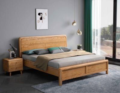 Style Bedroom Furniture Ash Wood Double Bed Chinese for Home Wooden Bed Modern