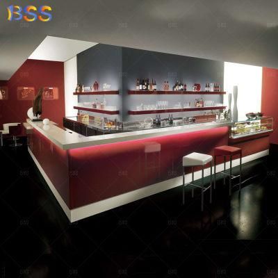 Artificial Stone Snack Bar Counter L Shape Restaurant Snack Bar Design