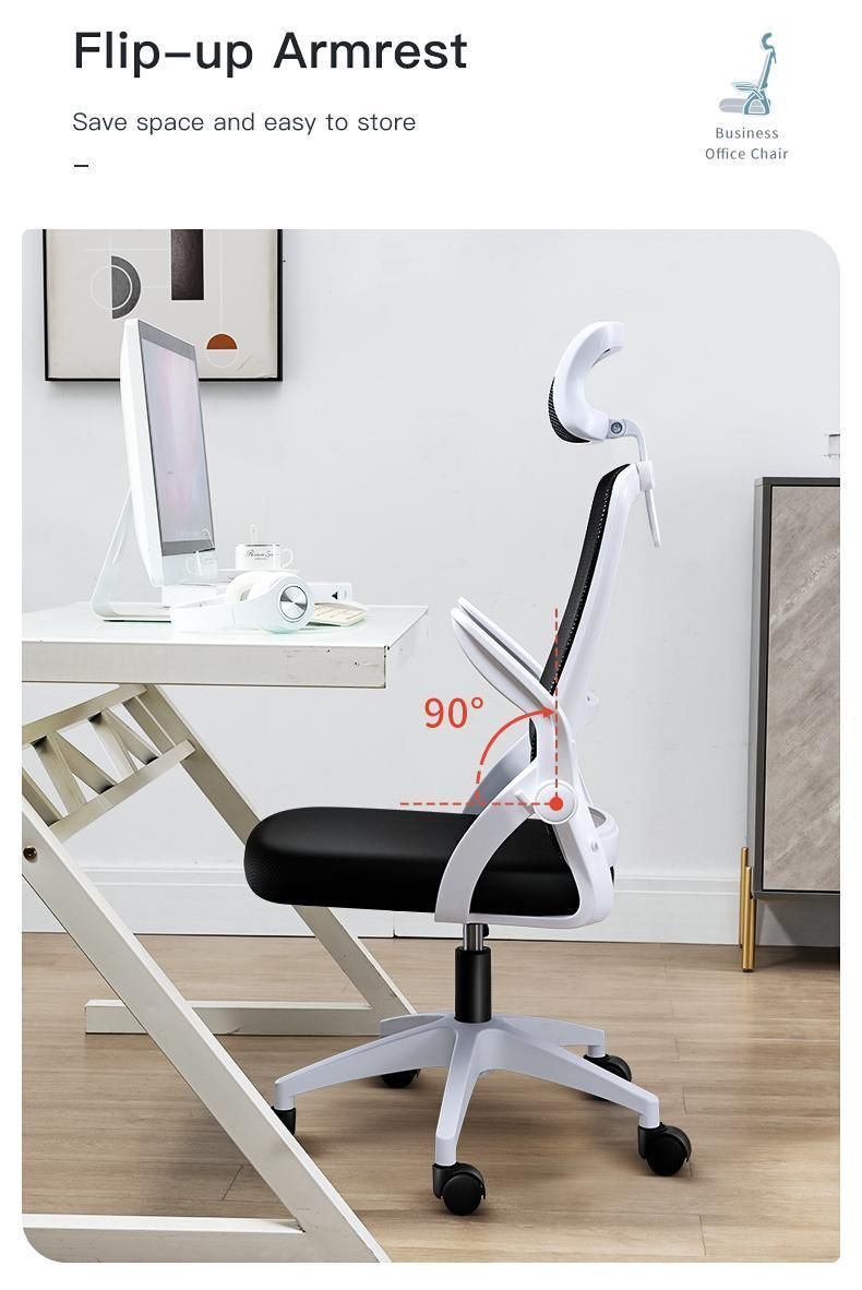 Ergonomic Adjustable Home Office Desk Rolling Swivel Silla De Oficina Computer Mesh Task Chair with Flip-up Arms