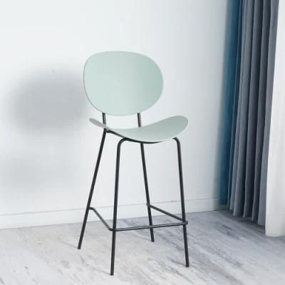 China Furniture Cafe Restaurant Nordic Kitchen Cheap Metal Counter High Modern Stool PP Plastic Bar Chair
