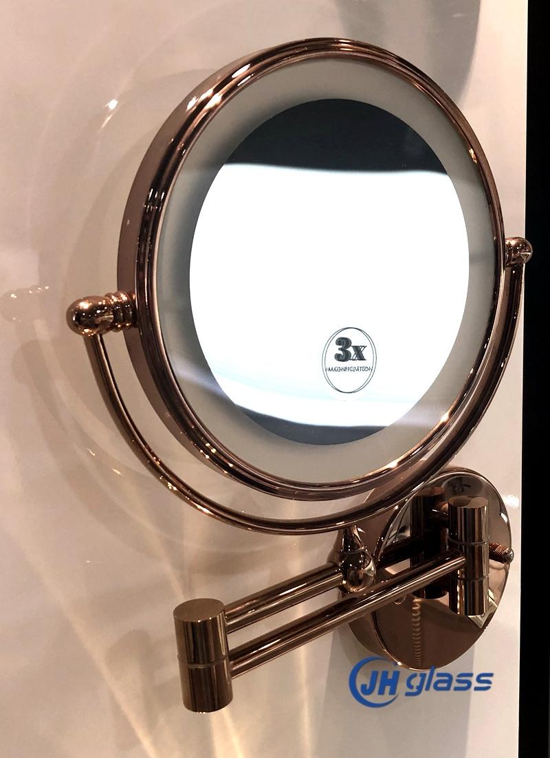 Bathroom LED  Round Wall Mount Make up Magnification  Mirror with Arm