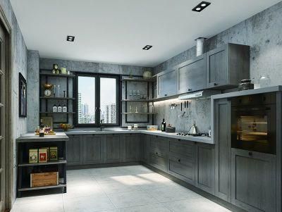 Interior Wooden Kitchen Cabinetry Modern Lacquer Black Matt Finish Frameless Kitchen Cabinets