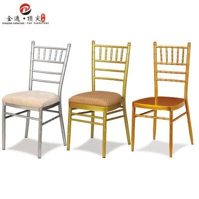 Golden Prince Hotel Wedding Furniture Stackable Metal Resin Clear Black Gold Chivari Chairs