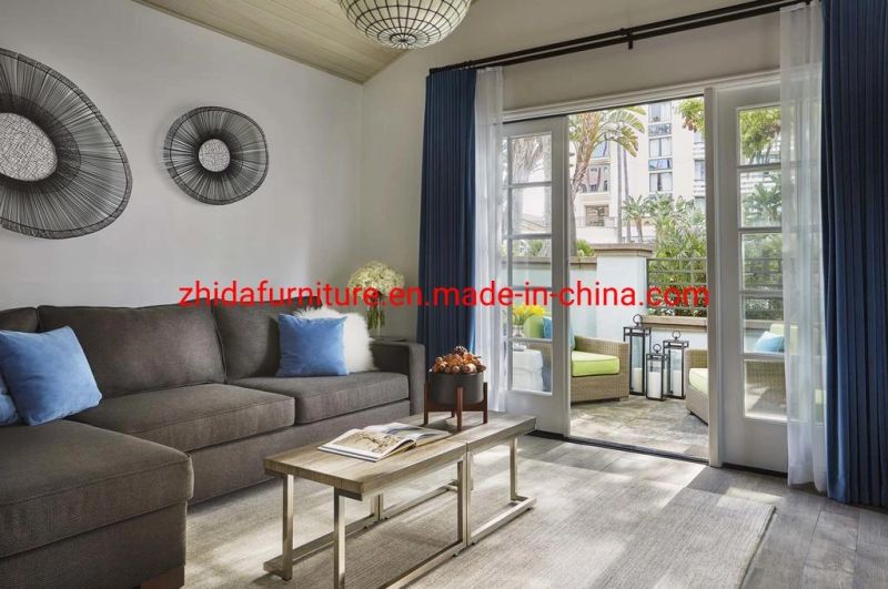 Hotel Furniture Manufacturer Custom American Style Apartment Guestroom Living Room Bedroom Furniture Villa Wooden King Size Bed