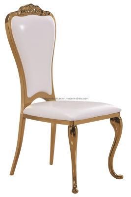 Dopro Luxurious Stainless Steeel PU Fabric Wedding Banquet Gold Dining Chair