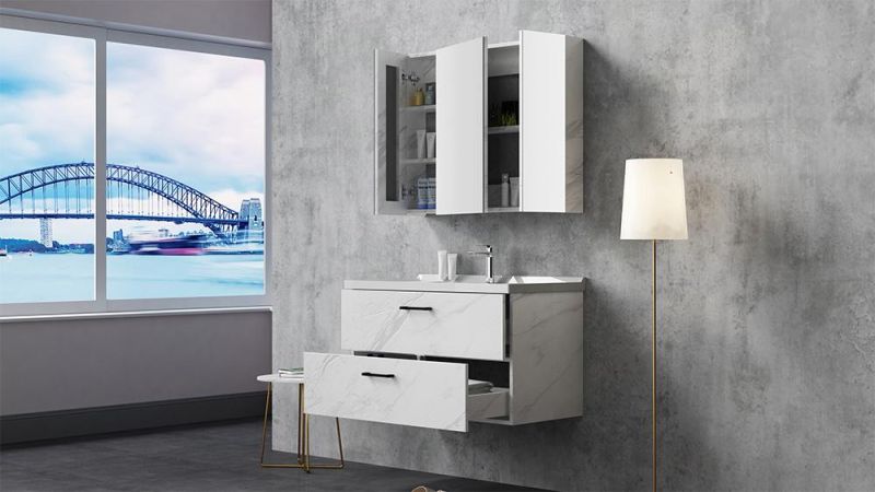 Small Single Sink Cheap White Bathroom Solid Wood Cabinet Bedroom Vanity