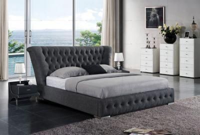 Luxury Home Bedroom Furniture Leather King Bed Dual USB Ports Crystal Decorated Tufted Velvet Beds Set
