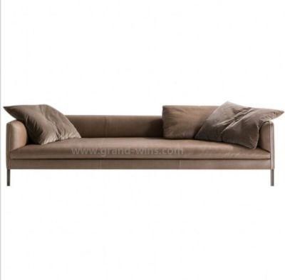 Foshan Factory Living Room Furniture Italian Recreational Modern Sofas I Shape Leather 3 Seater Sofas