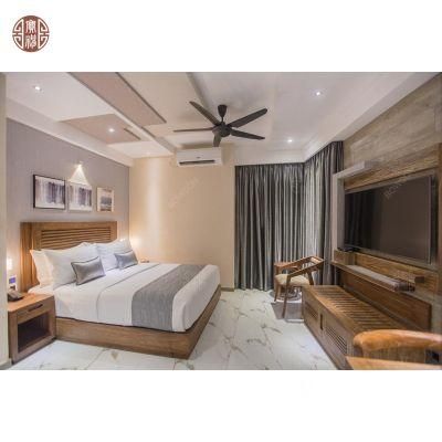 Resort Hotel Bedroom Furniture Set Wooden Bed for Customization