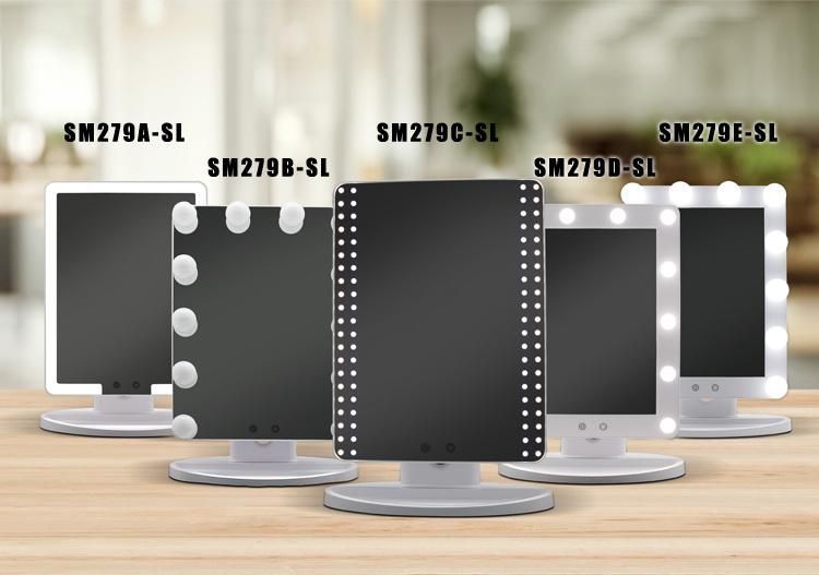 LED Furniture Large Frameless Makeup LED Hollywood Mirror with Light Bulbs