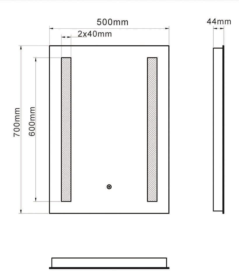 Rectangle Bathroom LED Mirror Wall Mounted Illuminated with Defogger Decorative