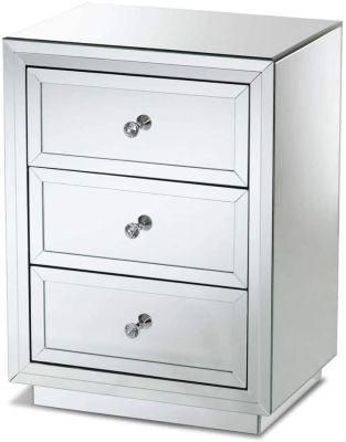 Simple Modern Mirrored Furniture 3 Drawer Mirrored Nightstand