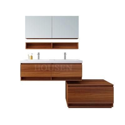 High Quality German Style Bathroom Furniture with 1 Floor Cabinet and 2 Basins