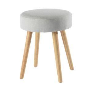 Modern Wooden Fabric Home Hotel Office Living Room Furniture Round Foot Stool Kids Ottoman Dining Chair