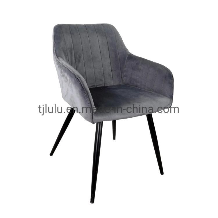 Wholesale Modern Luxury Room Furniture Nordic Velvet Metal Dining Chairs with Black Legs