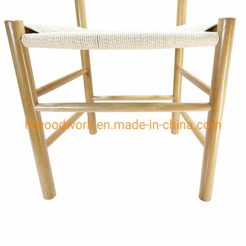Modern North European Style Hotel and Restaurant Dining Wooden Chair Paper Roper Living Room Rattan Chair Oak Wood Frame Rope Dining Chair