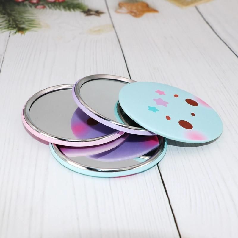 Custom Made Tin Plate Mirror / Round Tinplate Pocket Cosmetic Make up Small Hand Round Mirror