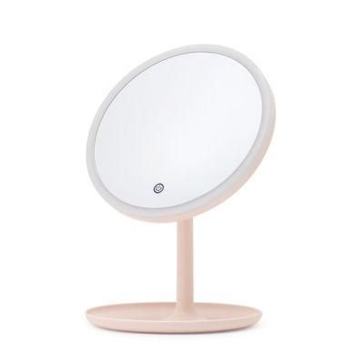 Round Chargeable Portable Travel Storage Smart Makeup Vanity Table LED Mirror