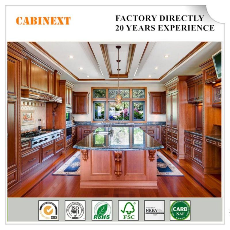 Russia Birch Wood + Plywood Solid Fitted Kitchen Cabinets Factory