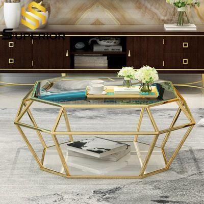 2020 China New Designs Gold Metal Coffee Table