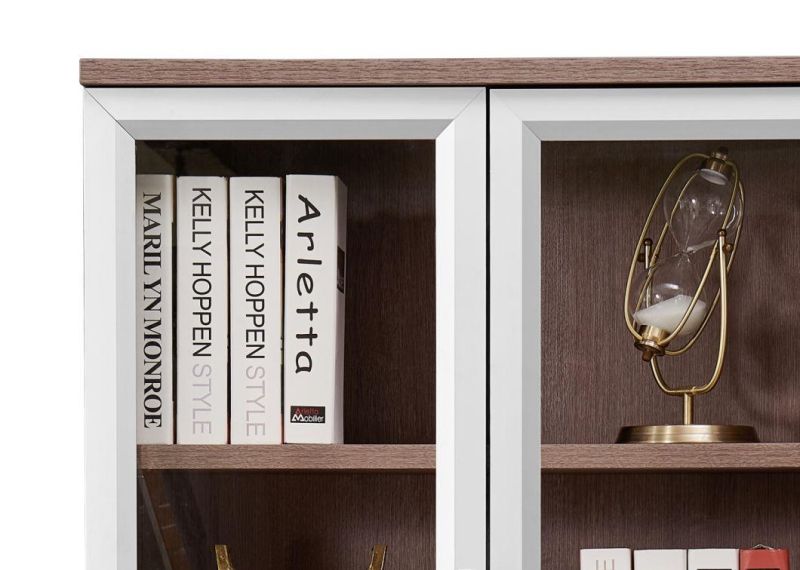 Hot Sale Modern Design MDF Luxury Wooden 2 Doors Bookshelf Office Bookcase