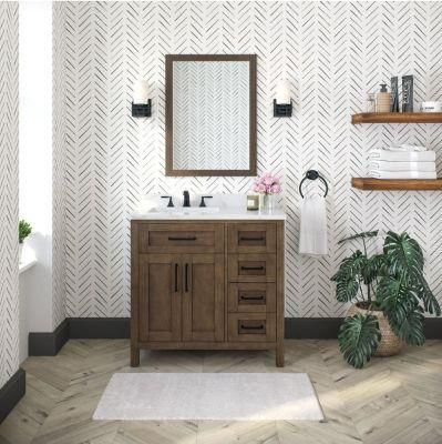 Simple Design, High Quality Solid Wood Storage Bathroom Cabinet