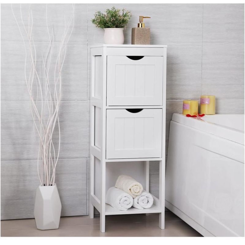 Wooden 1 Open Compartment 2 Drawers Corner Bedside Table