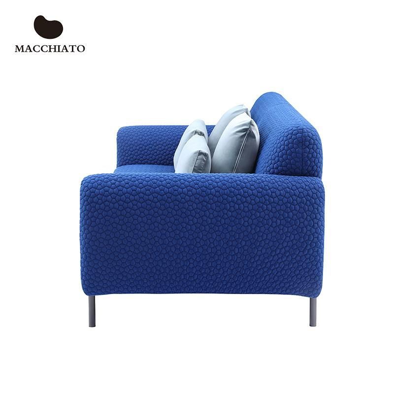 Living Room Furniture Macchiato Brand Modern Design Blue Fabric 1 2 3 Seat Sofa Set