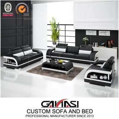 Best Seller Black+White 1+2+3 Modern Leather Sofa Set with Coffee Table (G8011D)