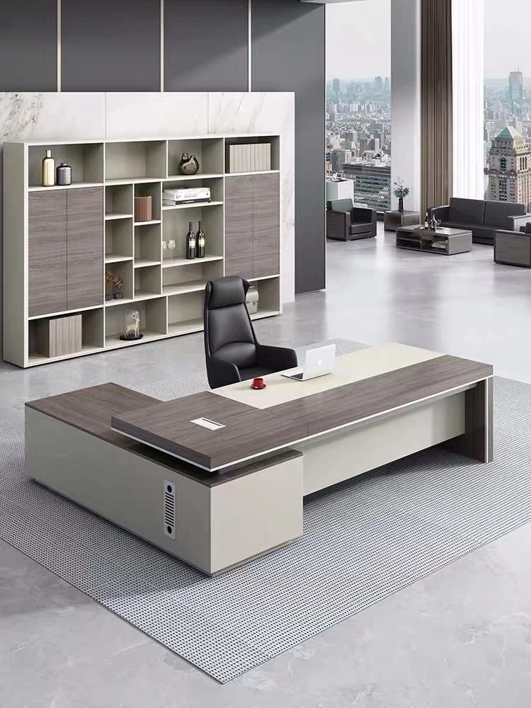 Modern Melamine L Shape Boss Table Home Executive Durable Wooden Furniture Office Desk