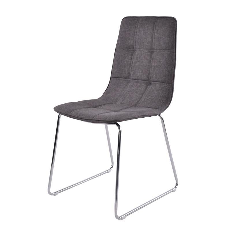 Scandinavian Fabric MID Century Dining Chair with Chrome Leg