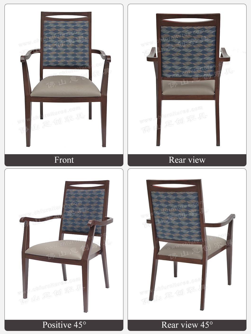 Customized Blue Fabric Backrest Home Hotel Garden Armrest Banquet Chair