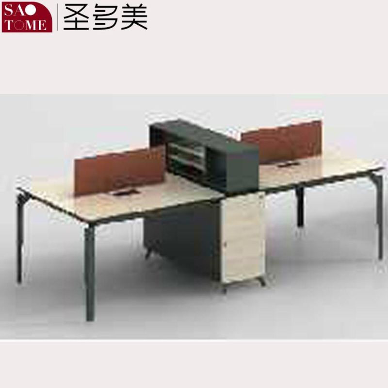 Set of Four-Person Desks with Cabinets in Office Furniture