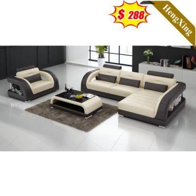 Classic Home Living Room Furniture PU Leather Sofa Set Wooden Frame L Shape Sofas