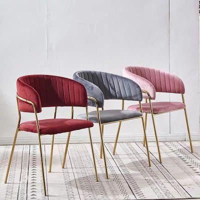 Modern Dining Chairs with Golden Legs Soft Touch Fabric Chair