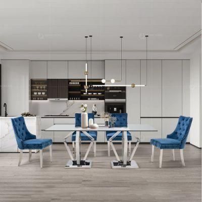 Luxury Modern 4 Seater Restaurant Glass Top Dining Table Set