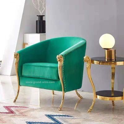 French Style Modern Brass Luxury Furniture Fabric Copper Livingroom Chair