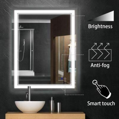 5mm Clear Bathroom Wall Mounted Decor Mirror Vertical Hanging LED Mirror