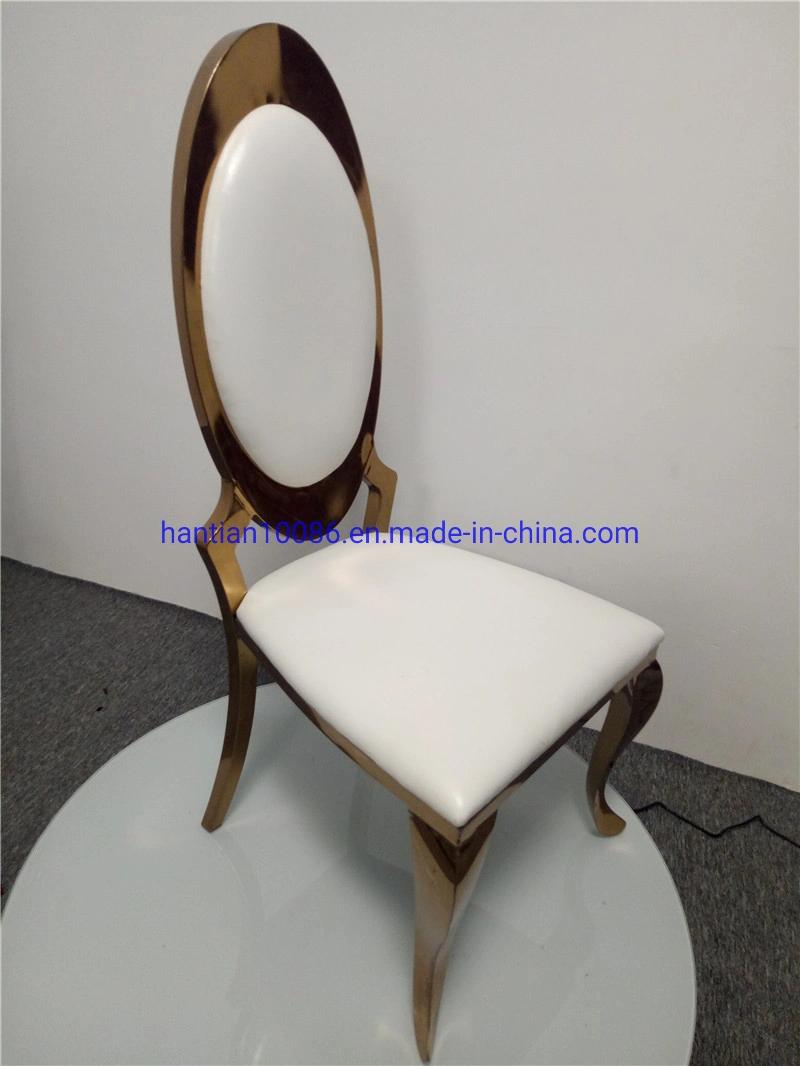 White Stool Event Party Rose Gold Stainless Steel Wedding Dining Chair for Rental