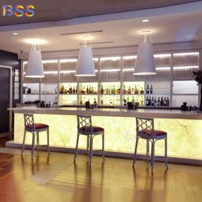 Luxury Restaurant Translucent Square U Shape Bar Counter