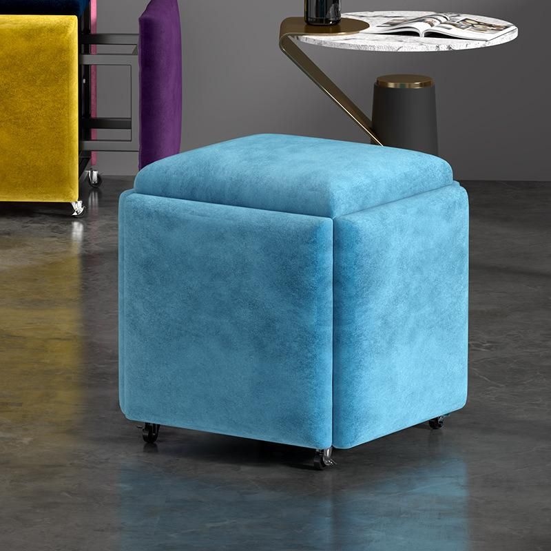 Home Living Room Bedroom Furniture Sofa Velvet Square Folding Stool Chair