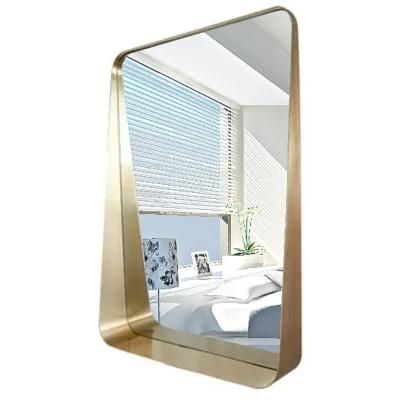 Modern Hotel Golden Metal Stainless Steel Framed Bathroom Mirror