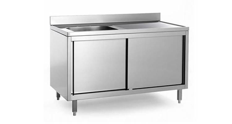 Industrial Stainless Steel Kitchen Work Table Cabinet with Single Sink