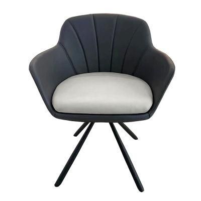 High Standard Eco-Friendly Wear-Resistant Strong Arm PU Cushion Metal Swivel Dining Chair