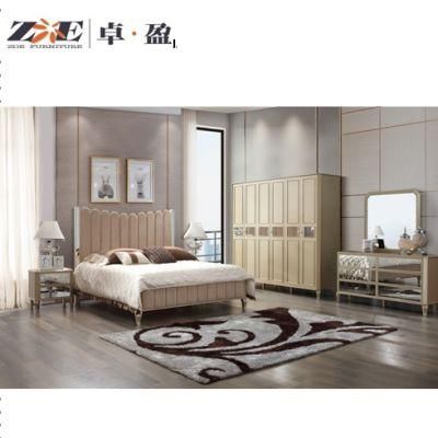 Modern and Classic Mirrored Golden Color Luxury Royal King Size Bed Room Furniture Bedroom
