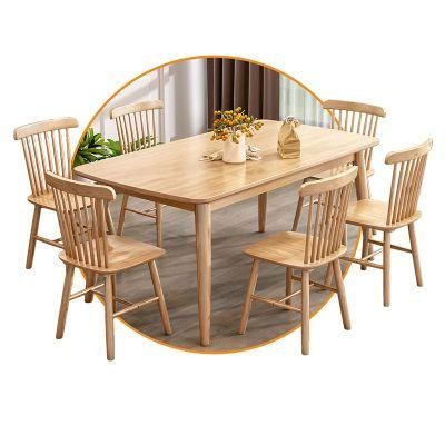 Modern Home Furniture Natural Solid Wooden Dining From Table Set