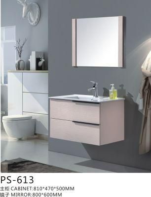 New Style PVC Paint Free Home Design Wall Mounted Bathroom Furniture (knock-down packing) with Ceramic Basin and Mirror