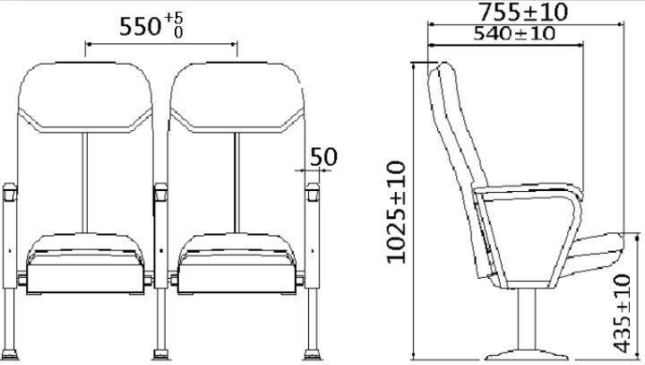 Economic Auditorium Seating Without Writing Tablet Hall Conference Church Chair