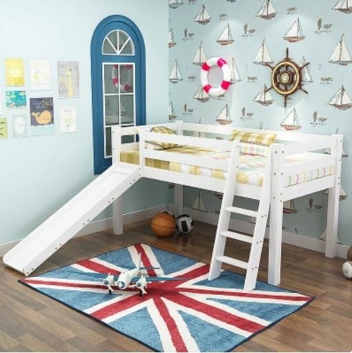American Style Home Furniture Modern Children Wood Bedroon Furniture Kids Bunk Bed with Slide