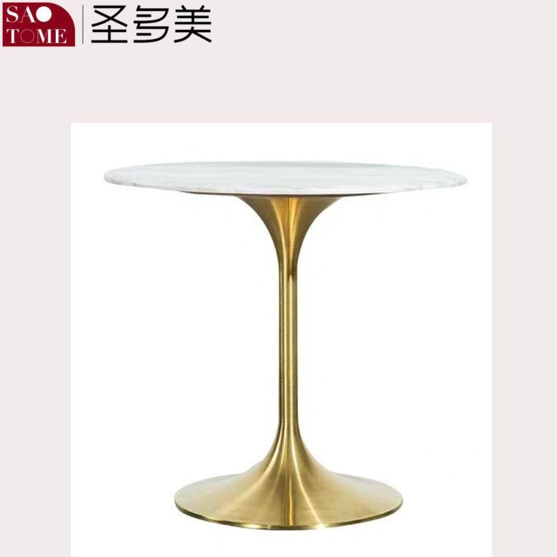 Modern Stainless Steel Pillar Marble Countertop Side Table Coffee Table